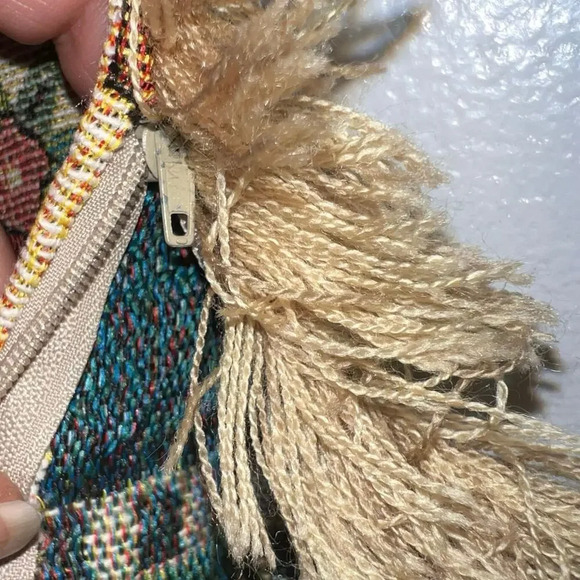 3 Needlepoint tapestry Bear Cozy Home fringe zip closure16.5Wx17 L pillow covers - Picture 5 of 7